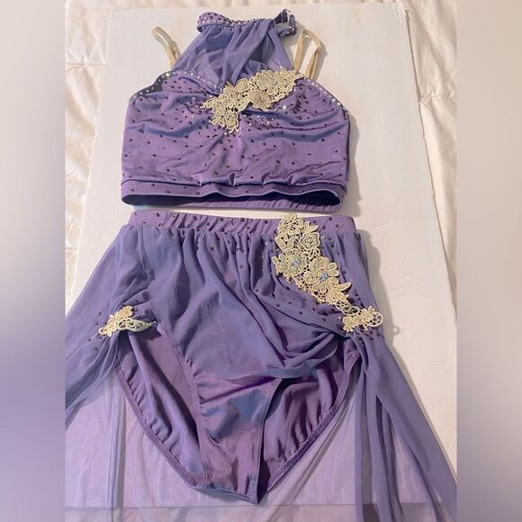Weissman dance costume 2 piece lavender purple Something In The Water 11582 MA - Picture 4 of 12